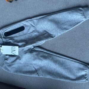 Zara Boys Light Gray Joggers with Black Accent